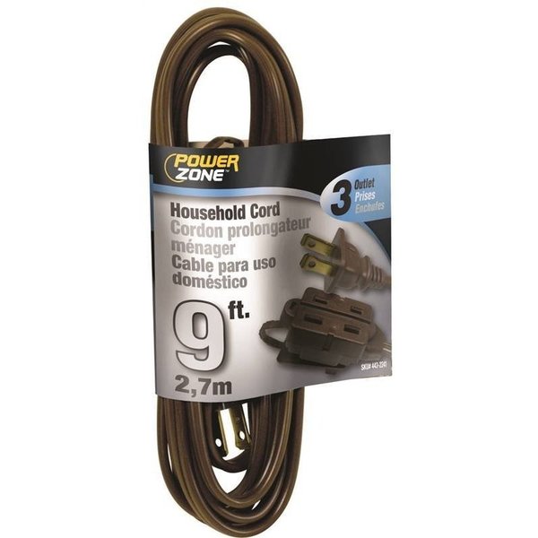 Powerzone Cord Ext Indr 16/2Sptx9Ft Brn OR670609